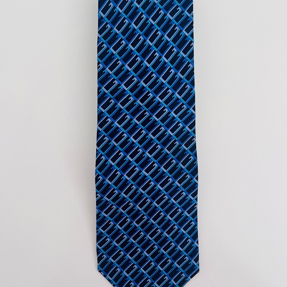 Gucci Dark Blue and Sky Blue Patterned Tie